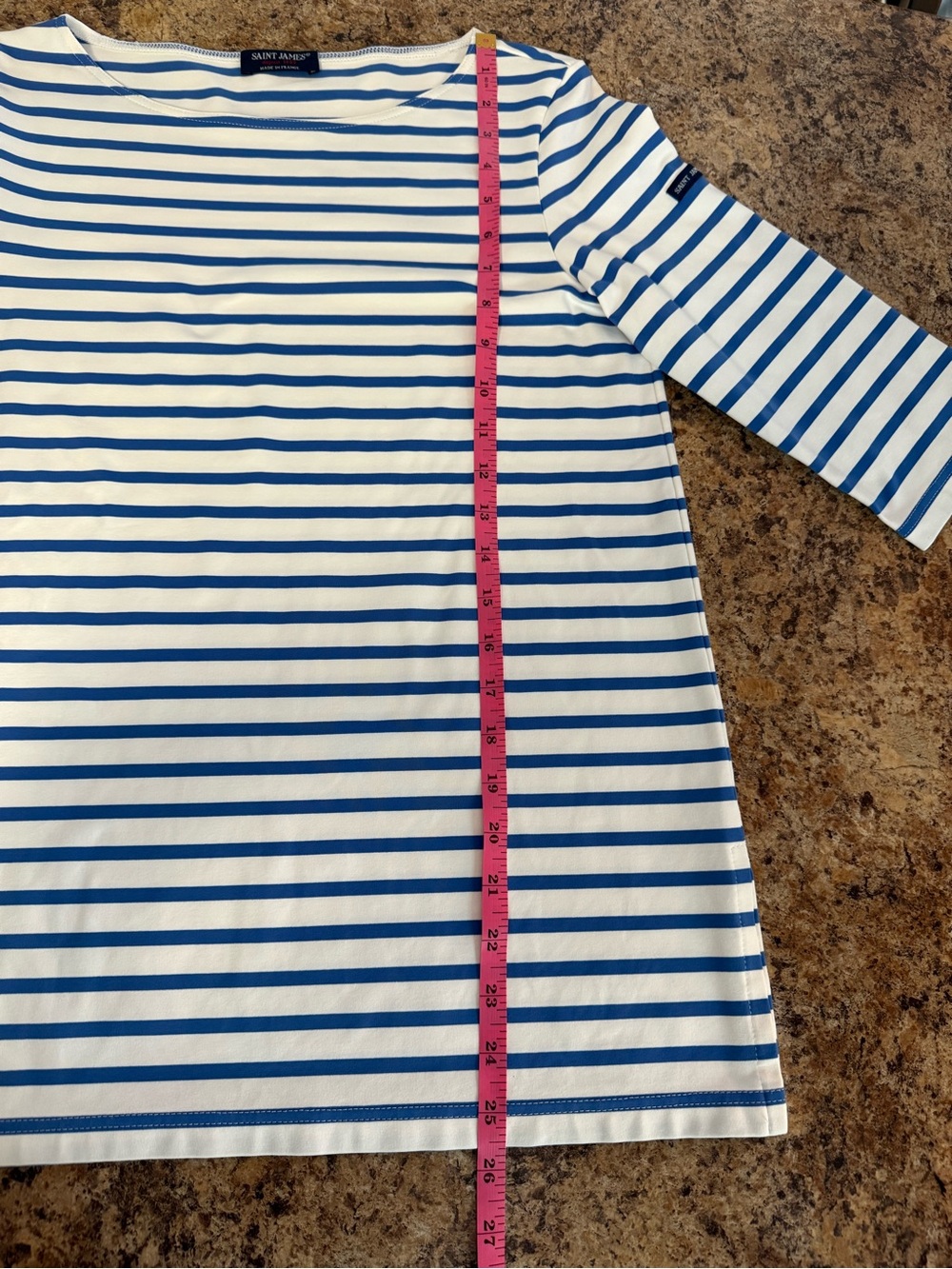 Saint James Galathee II Breton Striped Top Blue White Size 6 Nautical French - Picture 6 of 6